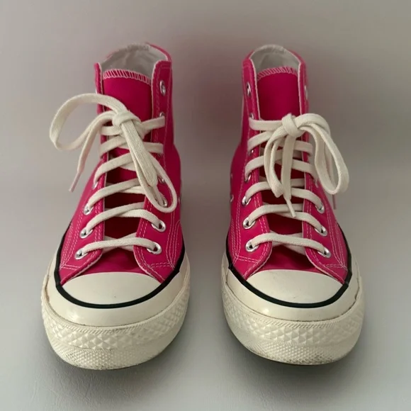 Converse High Top Sneakers Hot Pink Womens Size 8 - Picture 1 of 5